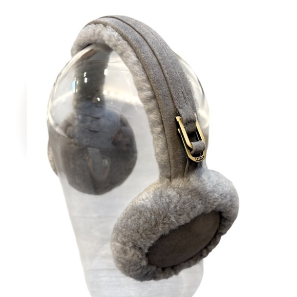 UGG Gray Suede And Shearling Earmuffs